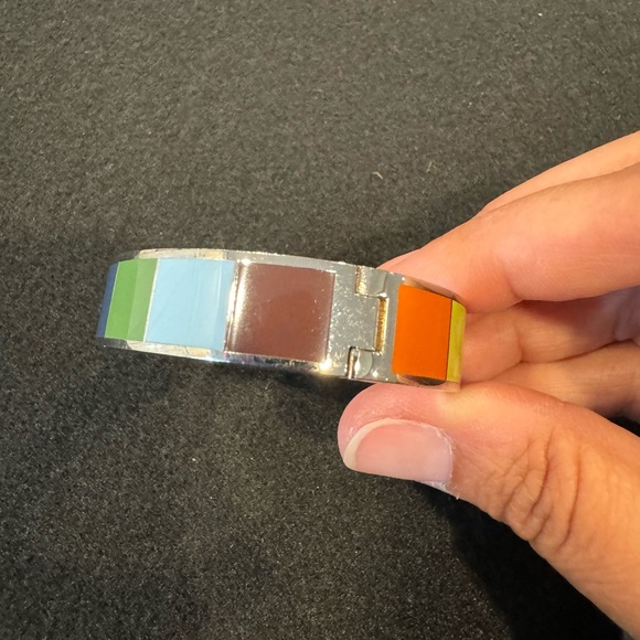 Coach retired colorful signature stripe enamel bangle bracelet - Picture 13 of 13